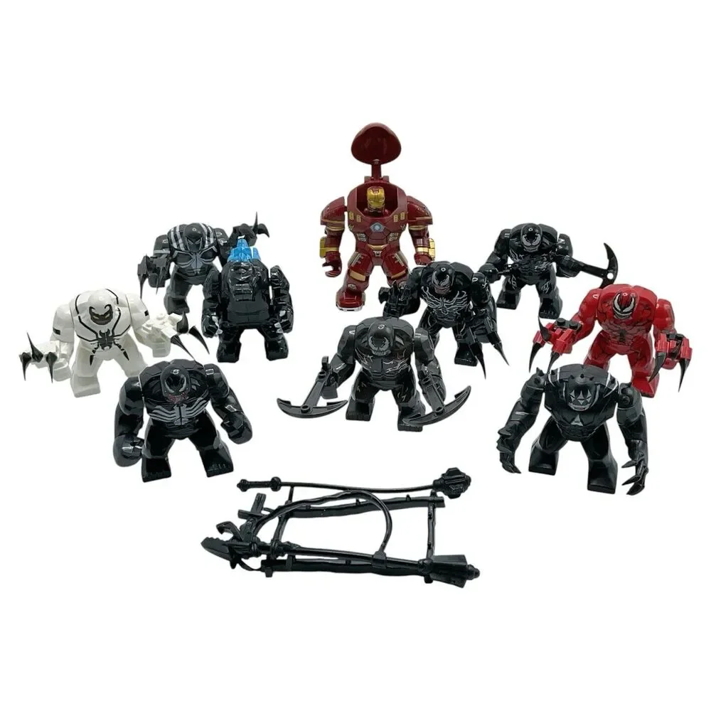 Lot of 10 Marvel Black Venom Ironman Custom Bigfig Figures NOT LEGO